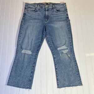 Joe's Jeans THE CALLIE Light Blue Distressed High Rise Cropped Boot Size 32